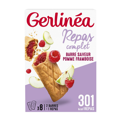[3175681779907] GERLINEA Barritas Comida Equilibrada Manzana Frambuesa 360 g