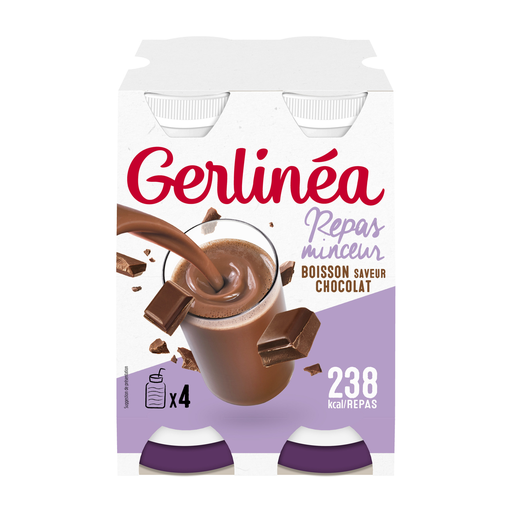 [3175681852037] GERLINEA Refeição emagrecimento bebida sabor chocolate 4 garrafas de 236 ml