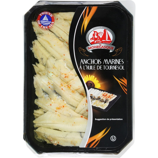 [3175690270204] LA MONEGASQUE Marinated anchovies in sunflower oil 150 g