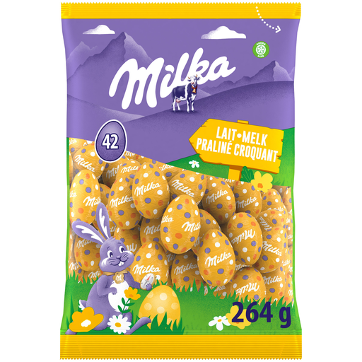 [7622202256509] MILKA Ovos recheados com praliné chocolate de leite 264 g