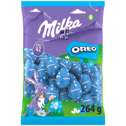 [7622202256547] MILKA Ovos recheados de leite e pedaços de bolacha de cacau 264 g