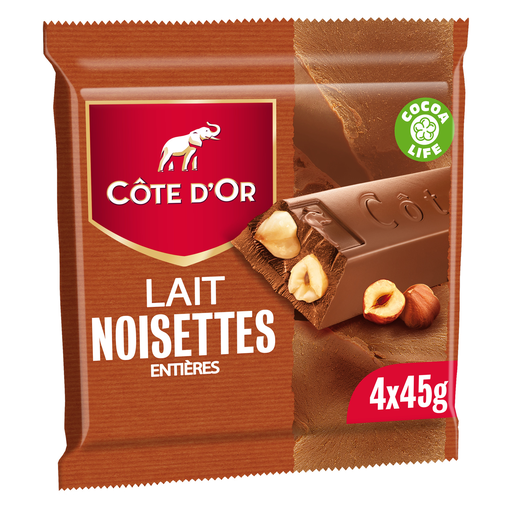 [7622210926845] COTE D'OR Milk chocolate with whole hazelnuts 4 x 45 g