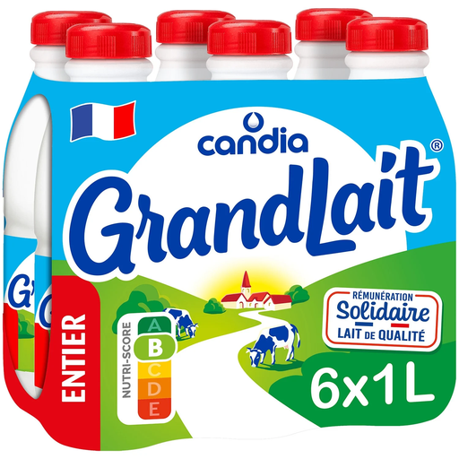 [3176571646002] GRANDLAIT Whole Milk CANDIA 6 bottles of 1 L