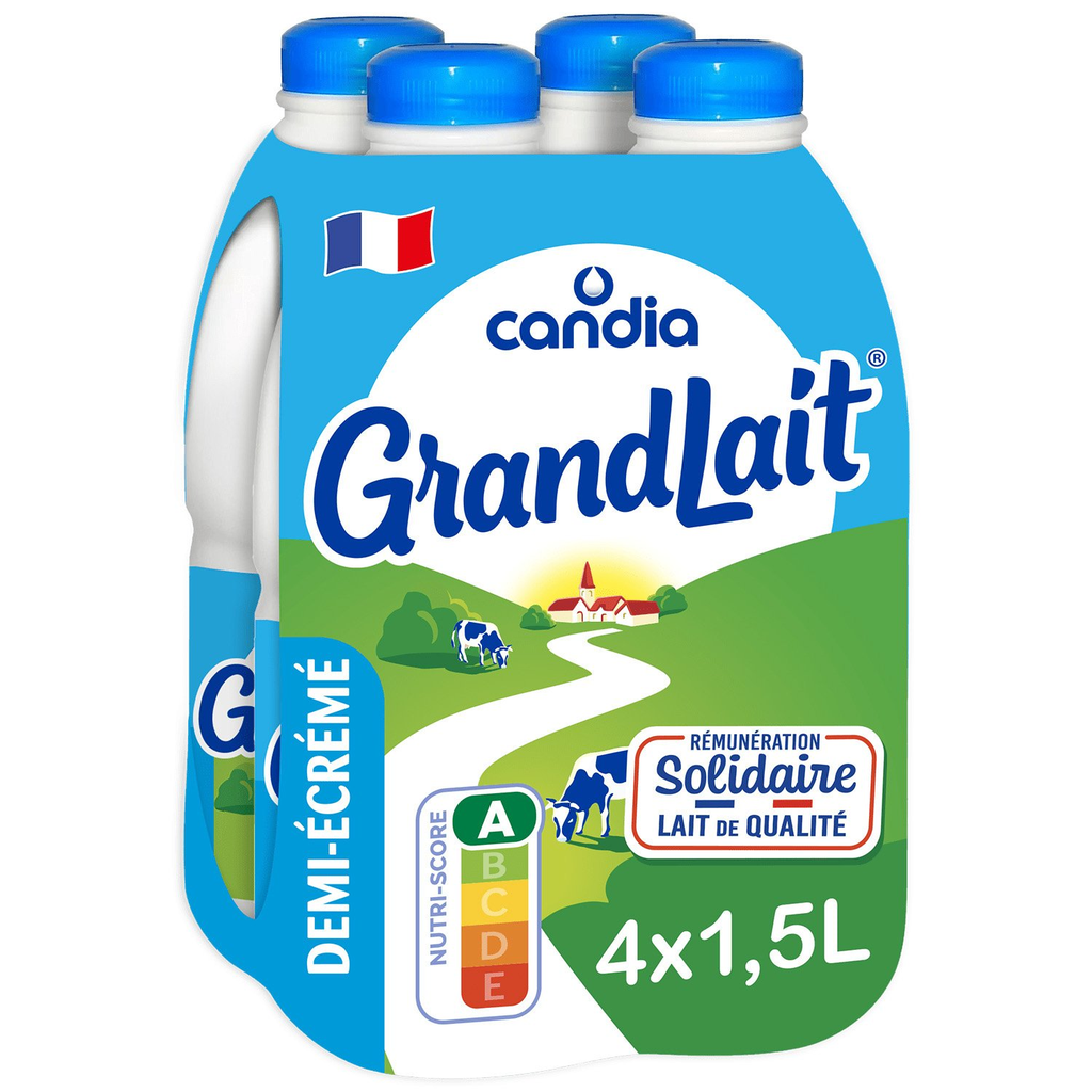 Candia Grandlait Lait Demi-Écrémé 4X1.5L
