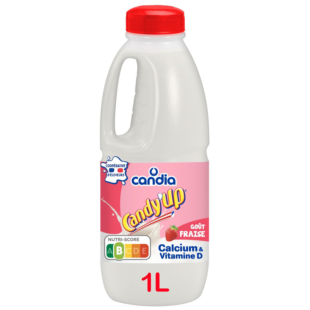 Candia Boisson Lactée À La Fraise Candy'Up : Bouteille De 1 L