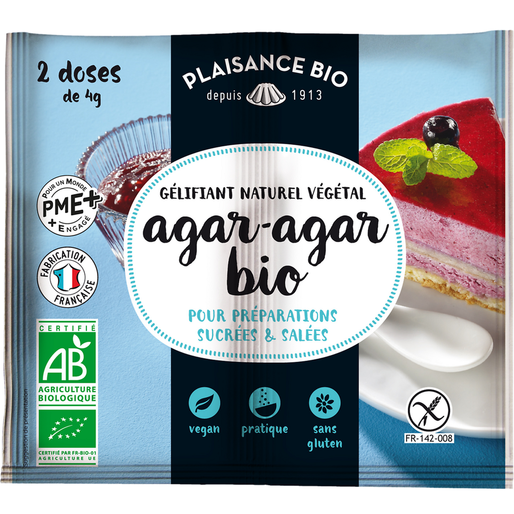 PLAISANCE BIO Natural vegetable gelling agent agar-agar 2 x 4 g