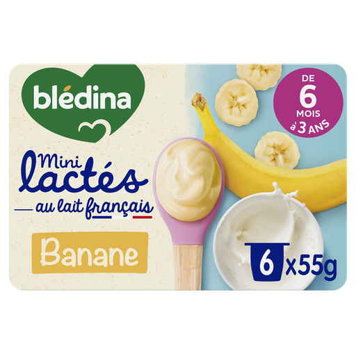 [3041091222022] BLEDINA Postre lácteo para bebé con plátano 6x55g