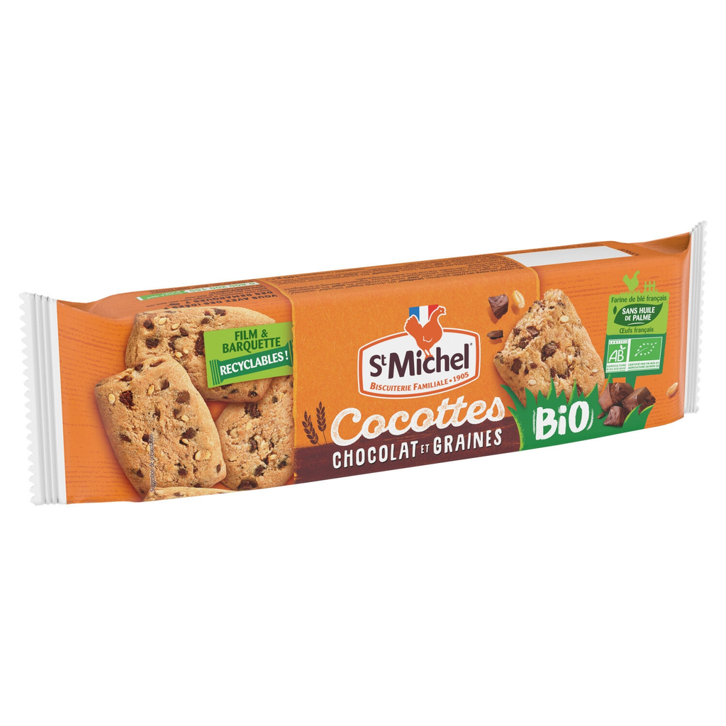 ST MICHEL Bolachas bio Cocottes com sementes e pepitas de chocolate 140 g