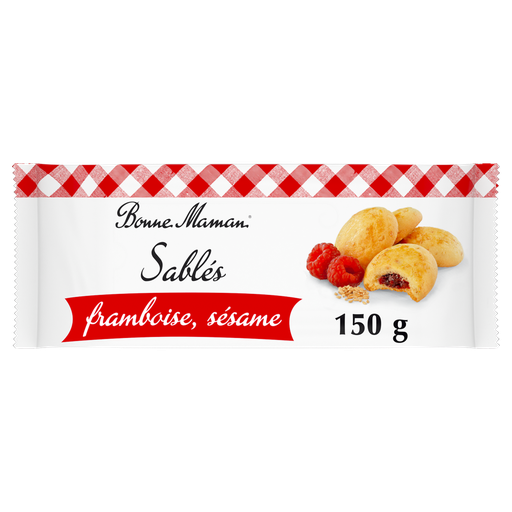 [3178530412840] BONNE MAMAN Raspberry Sesame Shortbread Cookies 150 g