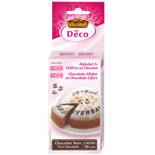 [3179142052738] VAHINE Decorações de chocolate Alfabeto e números 26 g