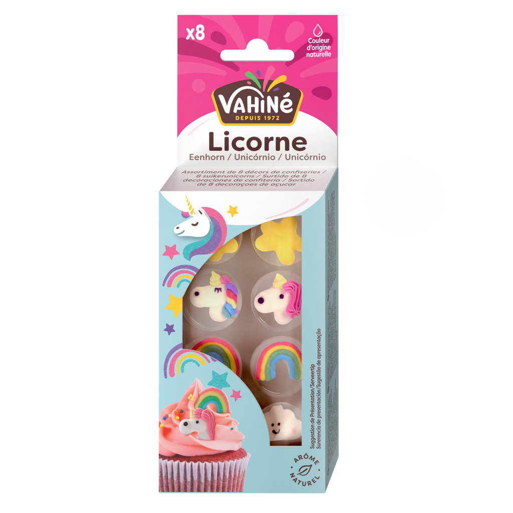 VAHINE Decoraciones de unicornio de azúcar 8 piezas 8 g