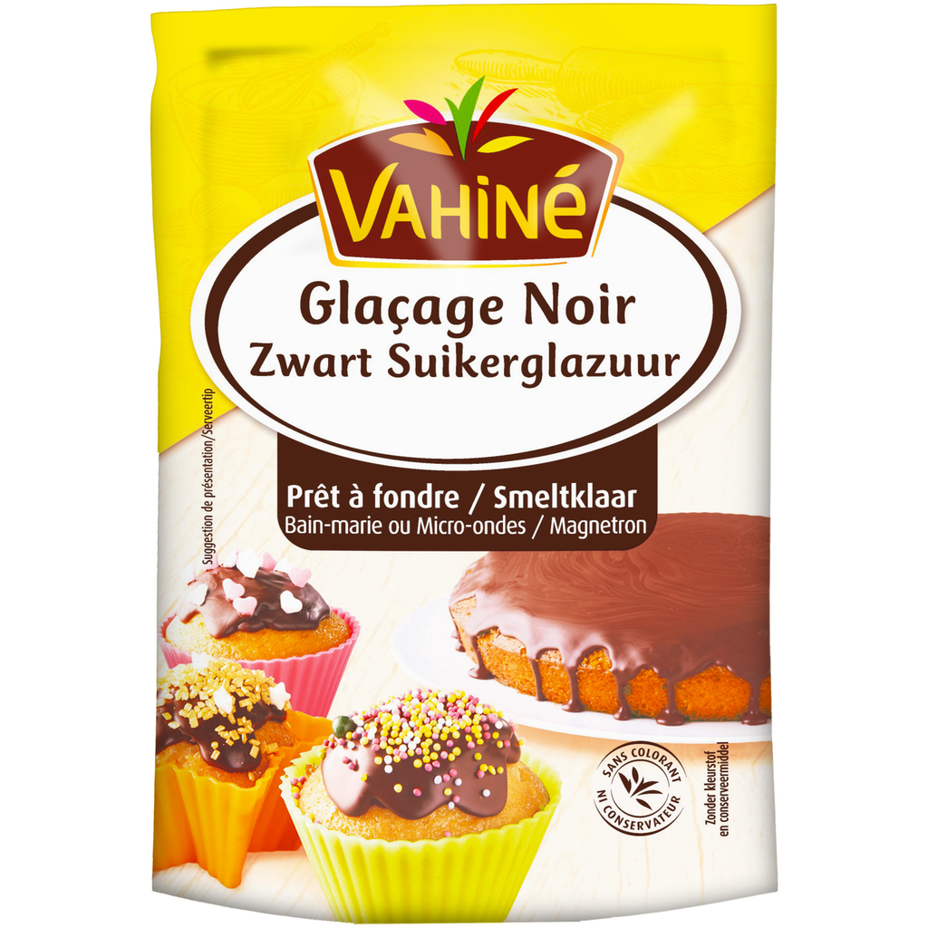 VAHINE Glaseado Negro Listo para Fundir 120 g