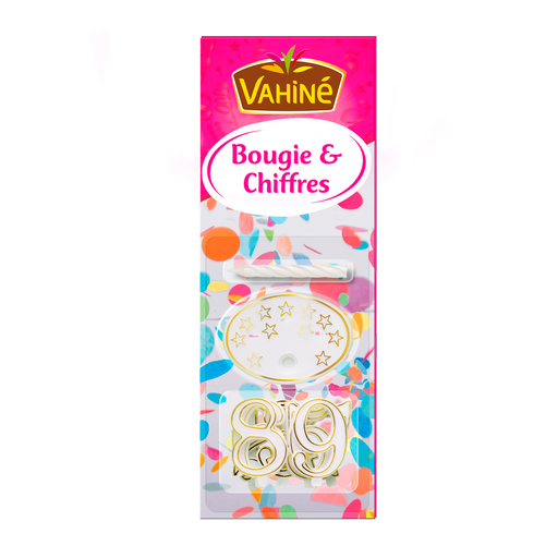 [3179142708208] VAHINE Birthday number candles in plastic support + candle + numbers