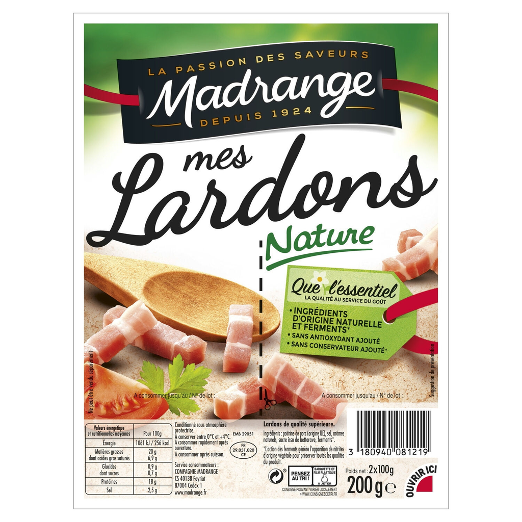 MADRANGE Tiras de Tocino Natural 200 g