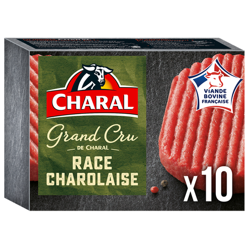 [3181231003354] CHARAL Grand cru Steaks hachés pur bœuf race charolaise 10x100g