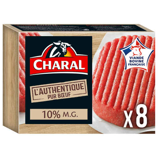 [3181232519137] CHARAL Steak haché pur bœuf 10% MG les 8 hachés de 125 g