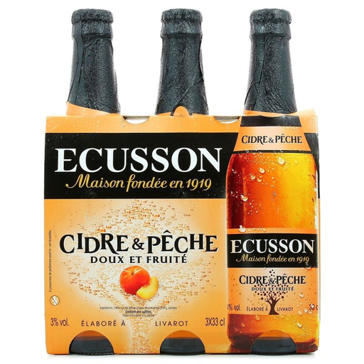 [3182280067229] ECUSSON Cidre Peche 3% 3 x 33 cl