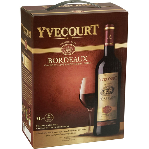 [3192370086375] YVECOURT Vinho tinto Bordeaux Merlot Cabernet Sauvignon 3 L