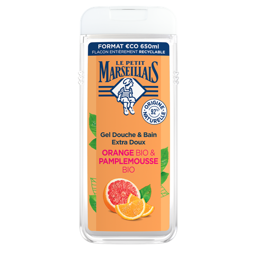 [3574661701868] LE PETIT MARSEILLAIS Gel de duche extra suave laranja e toranja biológica 650 ml