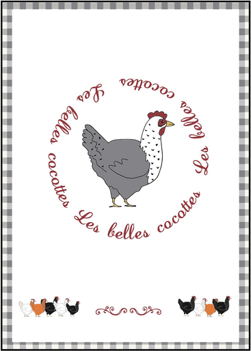 [3210803633016] HOME COLLECTION Printed Cotton Tea Towels, Belles Cocottes, Pack of 2