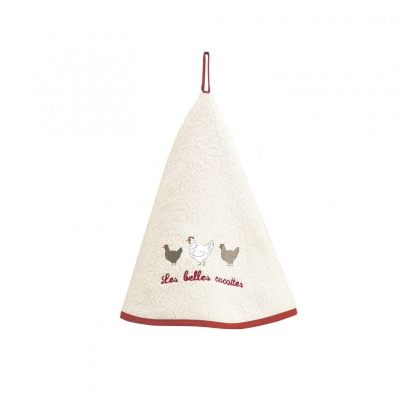 LES BELLES COCOTTES Embroidered Cone Hand Towel Ivory