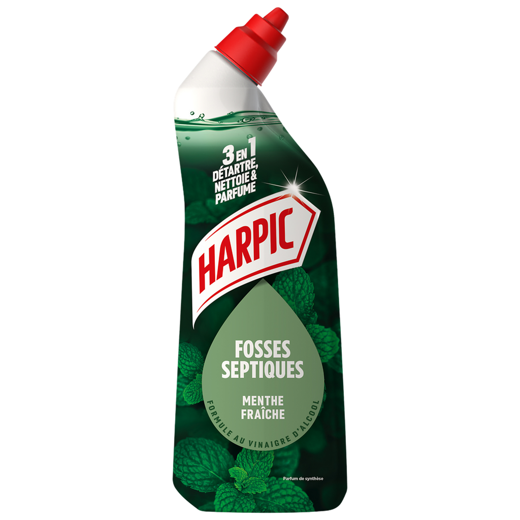 HARPIC Gel WC Fosses Septiques Nettoie et Parfume Menthe Fraîche 750 ml