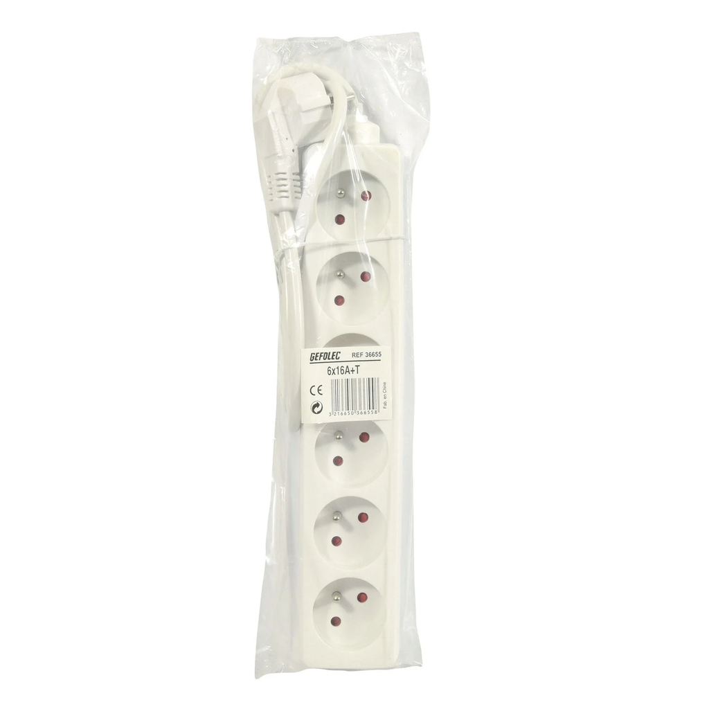 GEFOLEC Power Strip 6 Sockets 16A+T 6-socket block