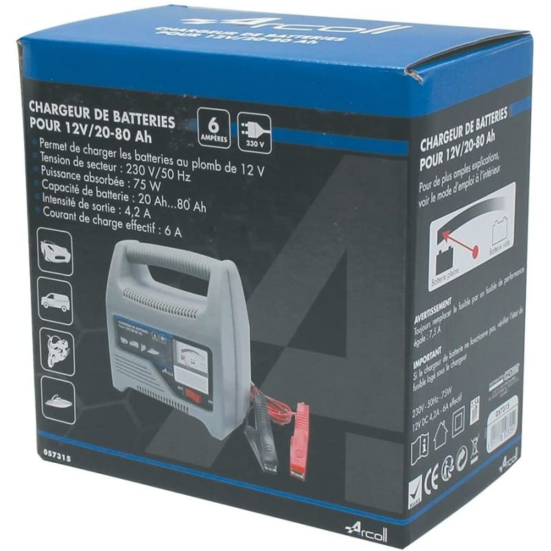 ARCOLL Carregador de bateria 12 V-6 A