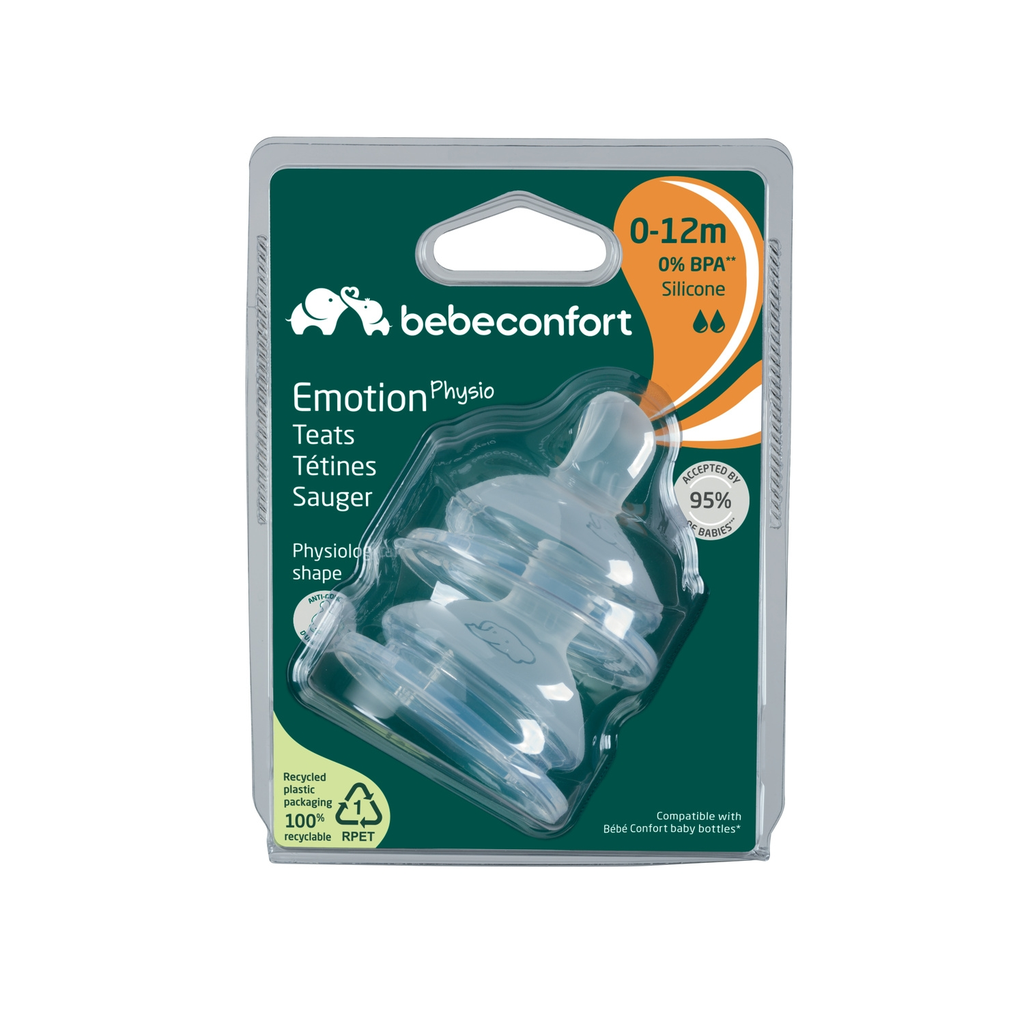 BEBE CONFORT Physiological silicone baby teat pack of 2