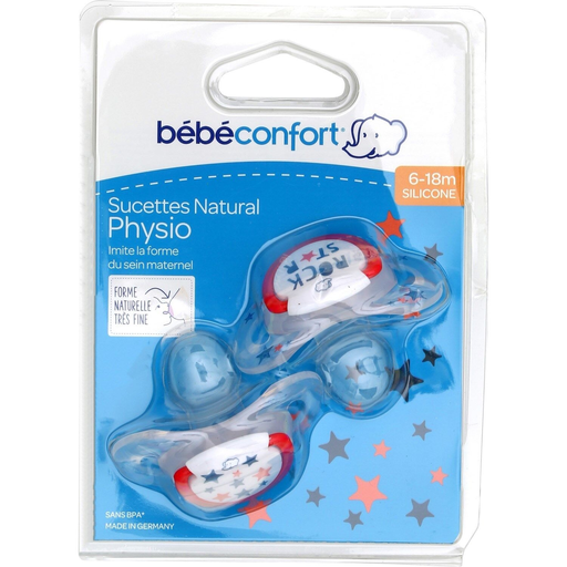 [3220660282104] BEBE CONFORT Chucha fisiológica azul silicone 6-18 meses lote de 2