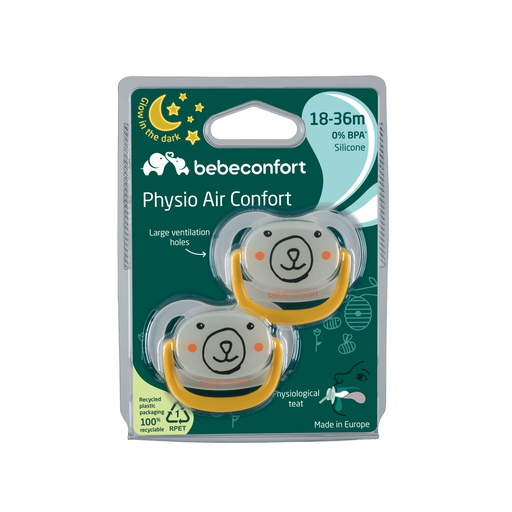[3220660326976] BEBE CONFORT Chupetes Physio Air Fosforescentes 18/36 meses lote de 2
