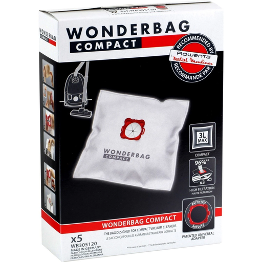 [3221613011901] WONDERBAG Universal Vacuum Cleaner Bags Compact x5 3 L