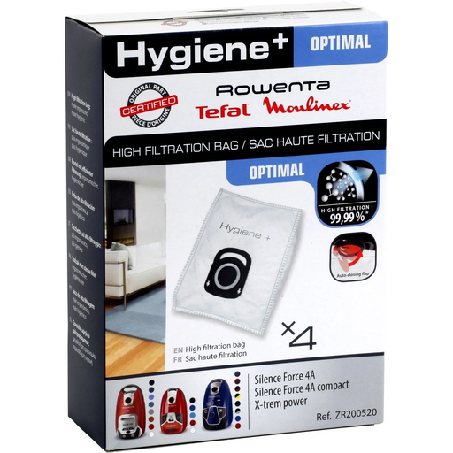 [3221613016104] ROWENTA Hygiène+ Vacuum Cleaner Bags ZR200520, pack of 4