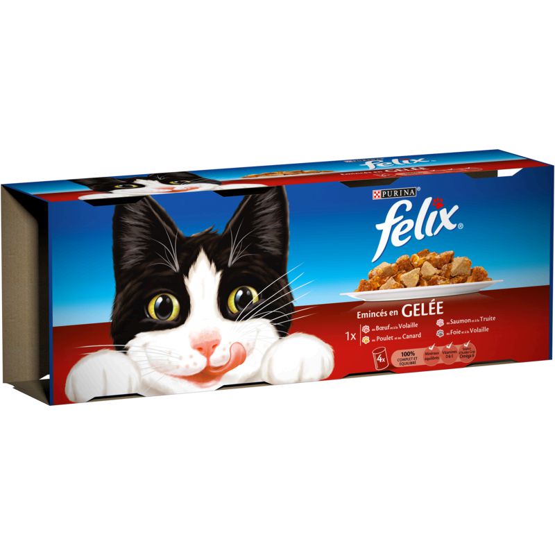 Felix Pâtée Pour Chat Boeuf Volaille Poisson : Les 4 Boîtes De 400 G