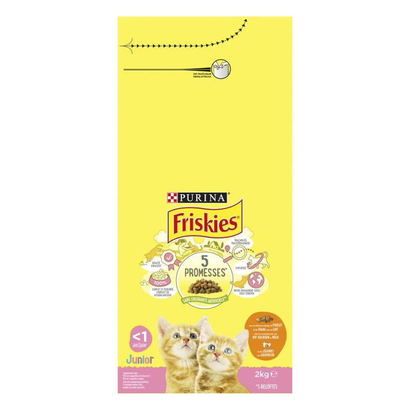 Friskies Croquettes Pour Chat Junior Poulet Légumes : Le Sac De 2 Kg