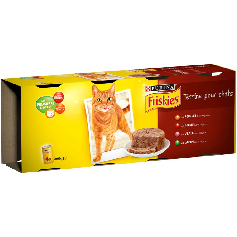 Friskies Pâtée Pour Chats Terrine Viandes : Les 4 Boites De 400 G
