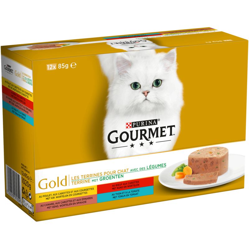 Gourmet Pâté Pour Chat Assortiment Légumes : Les 12 Boites De 85 G