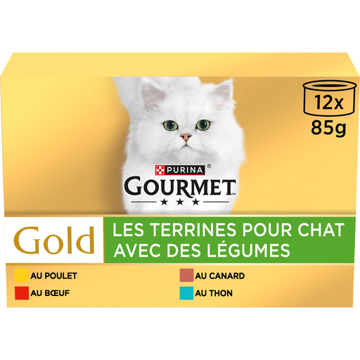 [3222270171359] GOURMET Gold Terrina de Carnes, Pescados y Verduras para Gatos 12 x 85 g