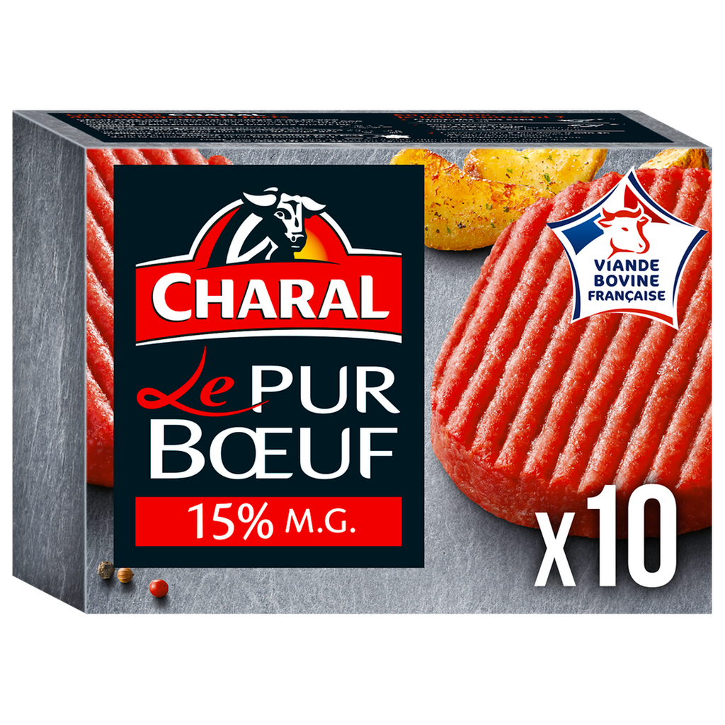 CHARAL Hamburguesas de vacuno 15% MG 10 piezas de 100 g