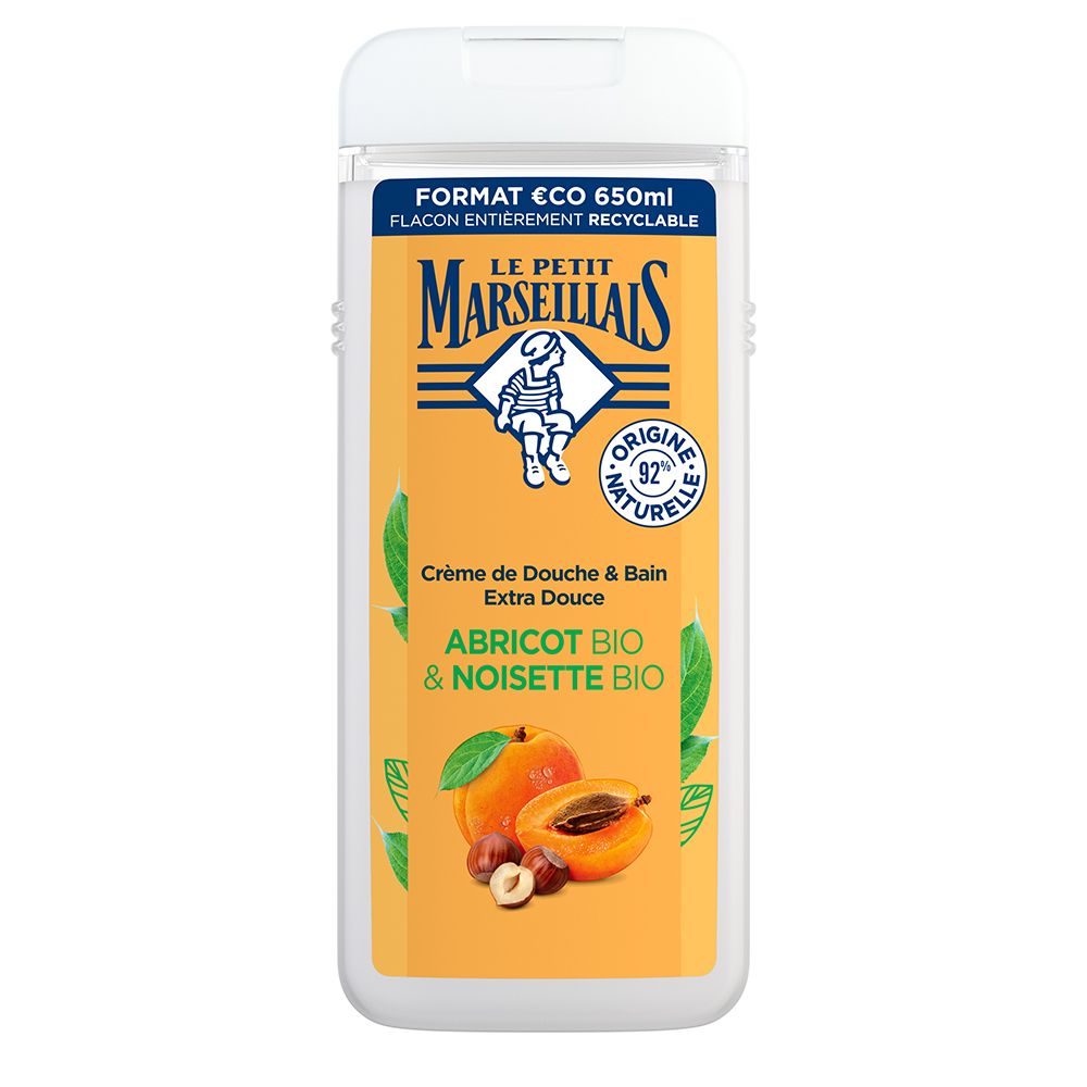 Le Petit Marseillais Crème De Douche & Bain Extra Douce Abricot Bio & Noisette Bio 650Ml