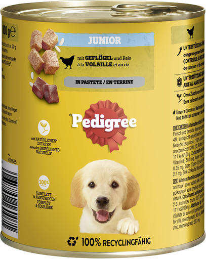 [3065890160071] PEDIGREE Paté Junior Aves & Arroz 800 g