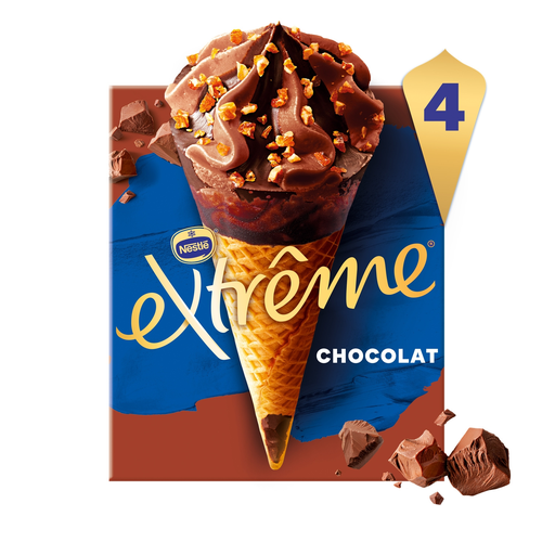 [3274664249977] EXTREME Helados Conos Chocolate Pepitas de Nougatine, la caja de 4 conos