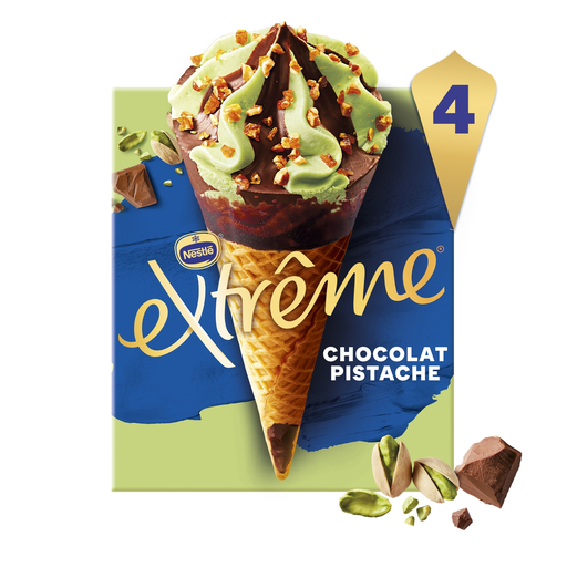[3274664249984] EXTREME Helados Conos Pistacho Chocolate, caja de 4 conos