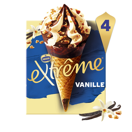 [3274664250034] EXTREME Helados Conos Vainilla Pepitas de Nougatine caja de 4 conos