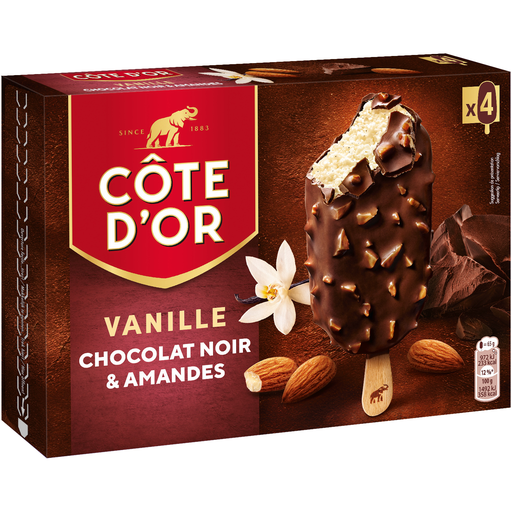 [3274664263041] COTE D'OR Vanilla sticks dark chocolate & almond flavor 4 sticks