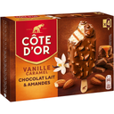 COTE D'OR Vanilla ice cream sticks with caramel sauce chocolate & almonds 4x276g