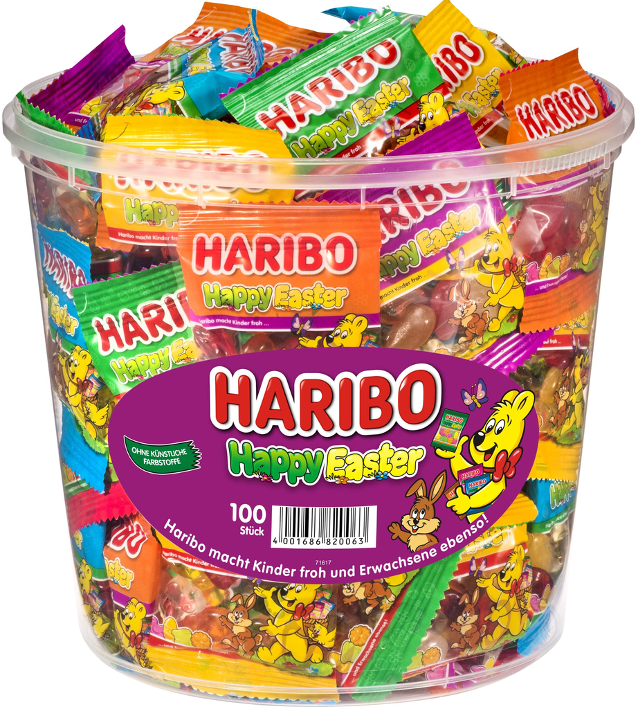 [4001686004067] Haribo Easter - Happy Easter, Round Dose 100Pcs