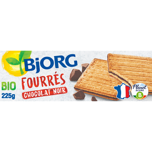 [3229820100234] BJORG Galletas rellenas de chocolate negro Bio 225 g