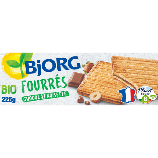 [3229820783673] BJORG Organic Milk Chocolate and Hazelnut Filled Biscuits 225 g