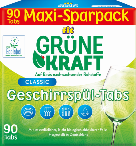 [4013162035335] FIT GRÜNE Kraft Classic Dishwasher Tablets 90